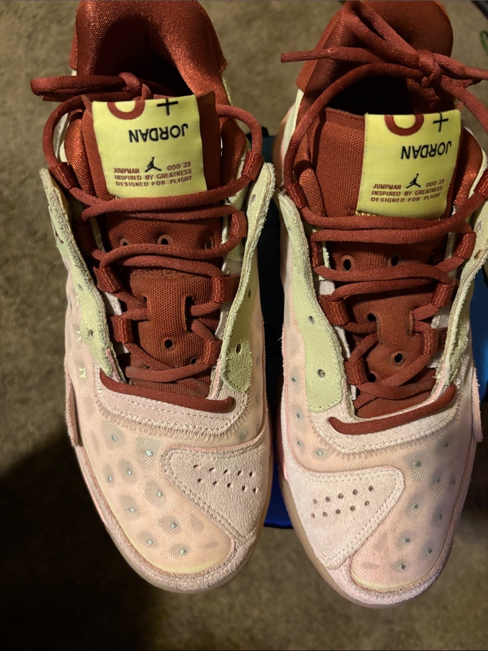 Jordan Low-Top Sneakers in Pink, Burgundy & Cream